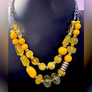 Paradise Yellow and Silver Necklace